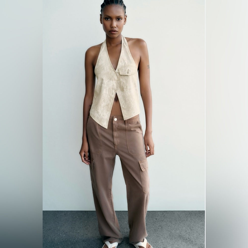 Zara linen blend halter top